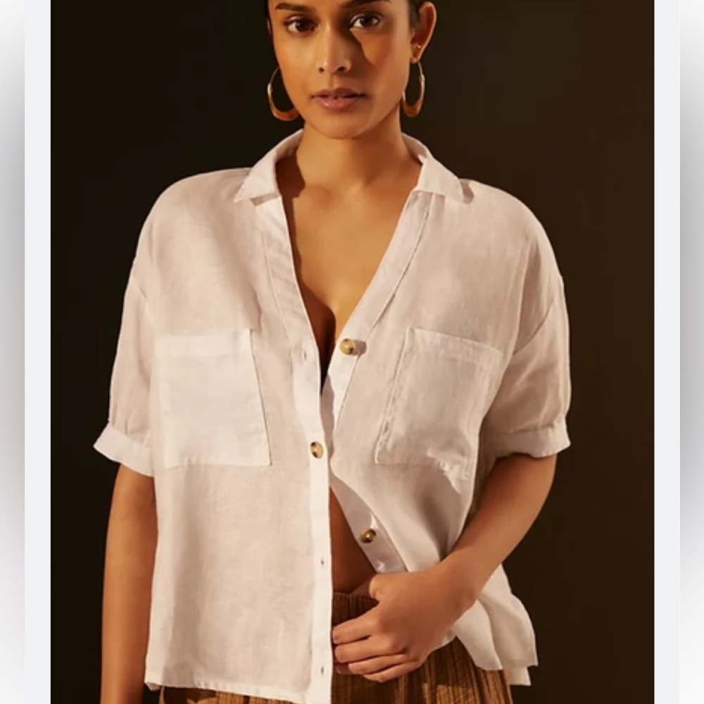 Anthropologie Pilcro Linen Surf shirt
